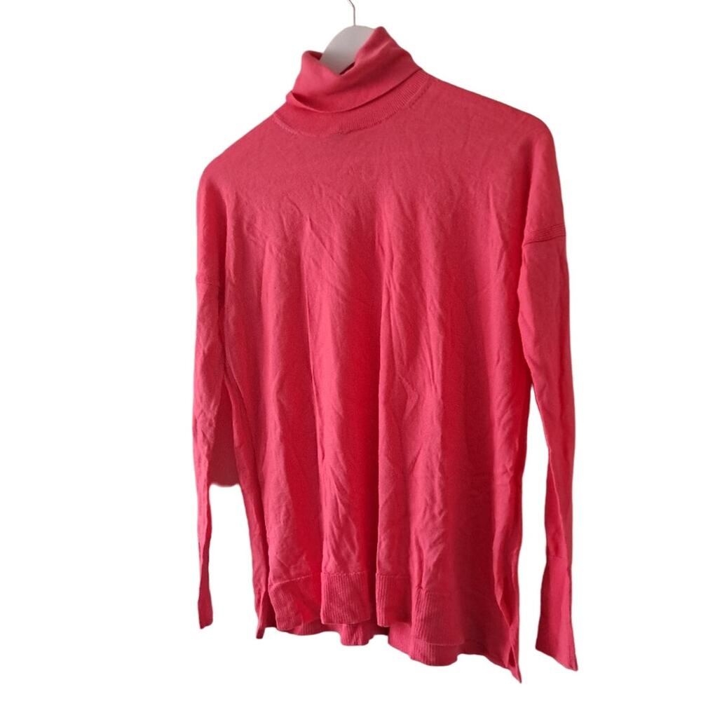 J. Crew Pink 100% Merino Wool Long Sleeve Turtle Neck Sweater Womens Size XS